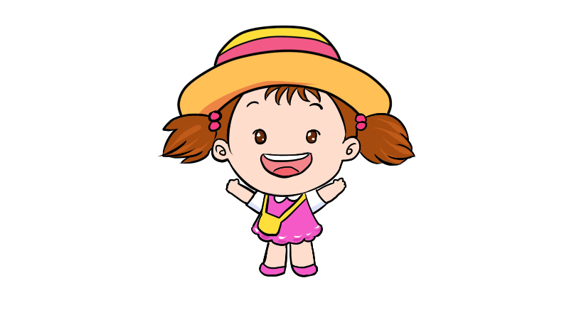 扎双马尾的小女孩简笔画