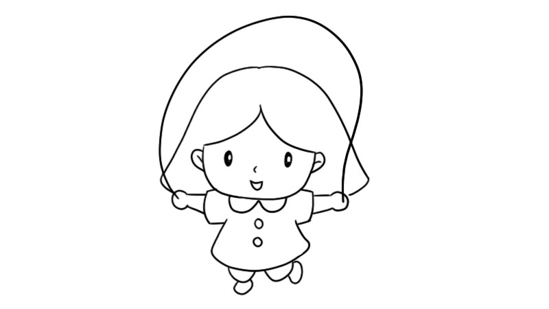 跳绳的小女孩简笔画怎么画